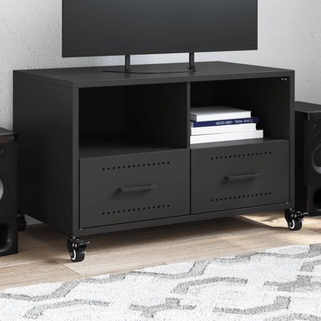 Berkfield Home TV Cabinet Black 68x39x43.5 cm Steel - image 1