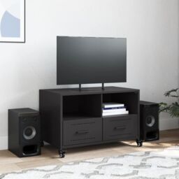 Berkfield Home TV Cabinet Black 68x39x43.5 cm Steel - thumbnail 3