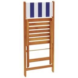 Berkfield Home Beautiful Folding Garden Chairs 6 pcs Blue & White Fabric & S - thumbnail 7