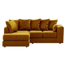 Furnishings For Less UK Brooklyn Plush Velvet 3 to 4 Seater L Shaped Corner Sofa Left Hand Facing in Gold - thumbnail 2