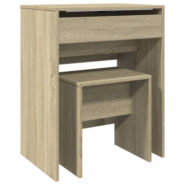 Berkfield Home Dressing Table & Stool Sonoma Oak 60x40x113.5 cm in Light Oak - image 1
