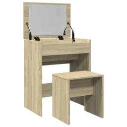 Berkfield Home Dressing Table & Stool Sonoma Oak 60x40x113.5 cm in Light Oak - thumbnail 8