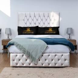 UK Bed Furniture Monaco Divan Bed with 2 Drawers Same Side & 26 Inch headboard in White - Size: King - thumbnail 2