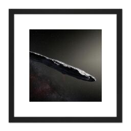 Artery8 Space ESO Illustration Interstellar Asteroid Oumuamua 8X8 Inch Square Wooden Framed Wall Art Print Picture with Mount in Black - thumbnail 1
