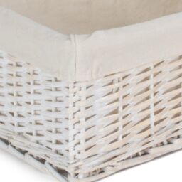 Red Hamper Wicker White Wash Storage Basket with White Lining - Size: Medium - thumbnail 2