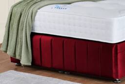 UK Bed Furniture Kamara Wingback End Lift Divan Ottoman Bed with 54 Inch Headboard in Maroon - Size: Double - thumbnail 4