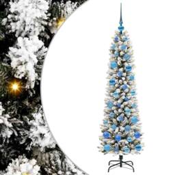 Berkfield Home Artificial Christmas Tree with 150 LEDs Green & white 150 cm - thumbnail 2