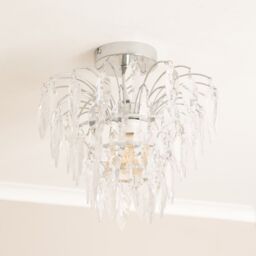 ValueLights Emma Acrylic Waterfall Jewel Droplet Pendant Ceiling Light in Silver - thumbnail 3