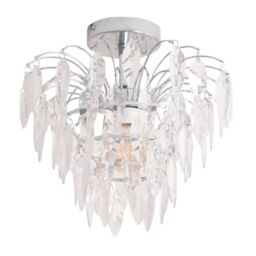 ValueLights Emma Acrylic Waterfall Jewel Droplet Pendant Ceiling Light in Silver - thumbnail 2