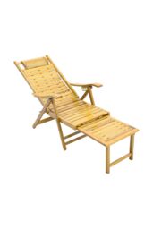 Garden Sanctuary Foldable Bamboo Recliner Lounge Chair with Retractable Footrest in Natural - thumbnail 5