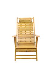 Garden Sanctuary Foldable Bamboo Recliner Lounge Chair with Retractable Footrest in Natural - thumbnail 3