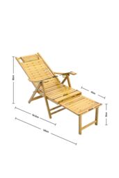 Garden Sanctuary Foldable Bamboo Recliner Lounge Chair with Retractable Footrest in Natural - thumbnail 6