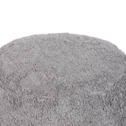 Wyld and Coco Grey Cotton Shaggy Pouffe 50x35 cm - Handmade Boho Modern Seat - thumbnail 3