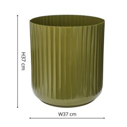 Ivyline Hudson Green Corrugated Planters, Set of Two in Bottle Green - thumbnail 3