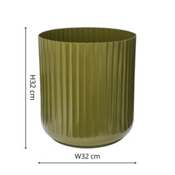 Ivyline Hudson Green Corrugated Planters, Set of Two in Bottle Green - thumbnail 4