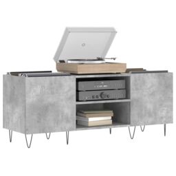 Berkfield Home Record Cabinet Concrete Grey 121x38x48 cm Engineered Wood - Size: 121 x 38 x 48 cm - thumbnail 3
