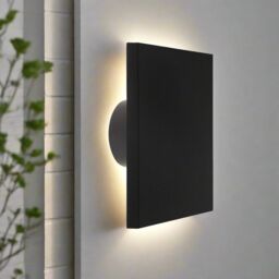 CGC Lighting Black Square LED Outdoor Indoor Wall Light IP65 Back Lit Halo Polycarbonate Coastal - thumbnail 2