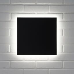 CGC Lighting Black Square LED Outdoor Indoor Wall Light IP65 Back Lit Halo Polycarbonate Coastal - thumbnail 1