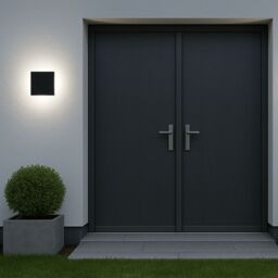 CGC Lighting Black Square LED Outdoor Indoor Wall Light IP65 Back Lit Halo Polycarbonate Coastal - thumbnail 3
