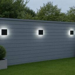 CGC Lighting Black Square LED Outdoor Indoor Wall Light IP65 Back Lit Halo Polycarbonate Coastal - thumbnail 6