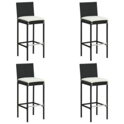 Berkfield Home 5 Piece Garden Bar Set with Cushions Poly Rattan Black - thumbnail 5
