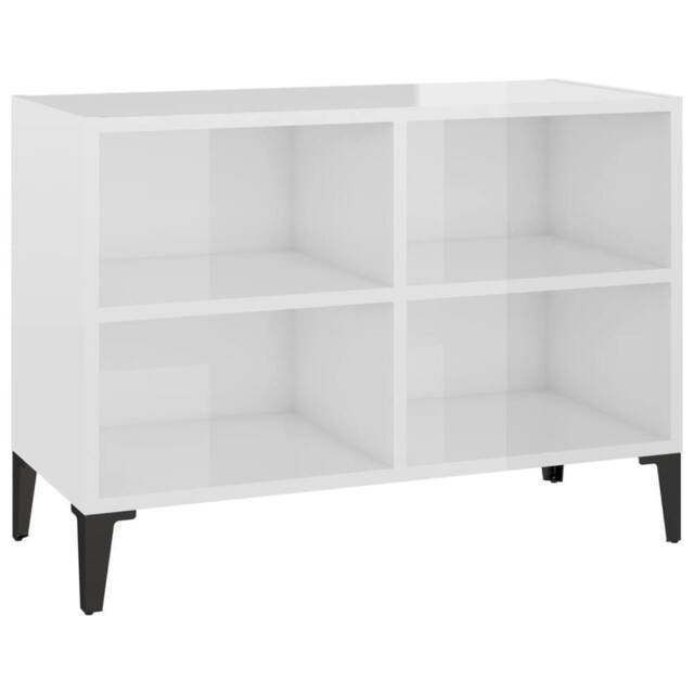 Berkfield Home TV Cabinet with Metal Legs High Gloss White 69.5x30x50 cm - image 1