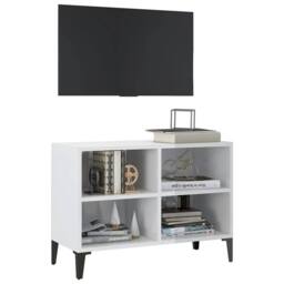 Berkfield Home TV Cabinet with Metal Legs High Gloss White 69.5x30x50 cm - thumbnail 3