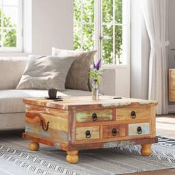 Berkfield Home Beautiful Coffee Table Reclaimed Wood 70x70x38 cm - Size: 70 x 70 x 38 cm - thumbnail 1