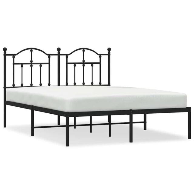 Berkfield Home Metal Bed Frame with Headboard Black 140x200 cm - image 1
