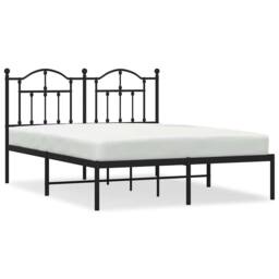 Berkfield Home Metal Bed Frame with Headboard Black 140x200 cm - thumbnail 1