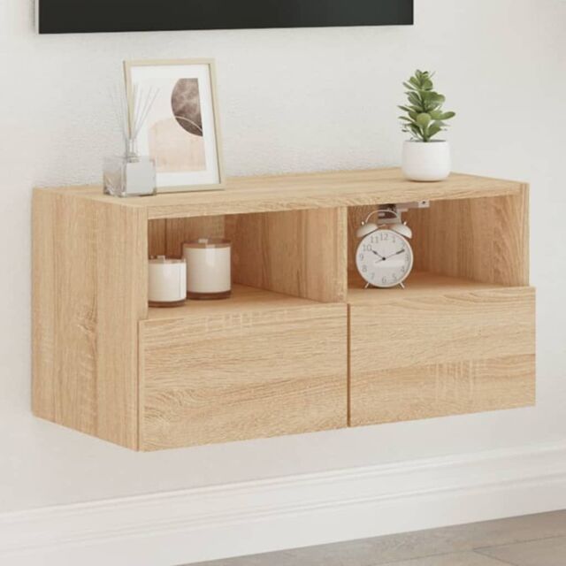 Berkfield Home TV Wall Cabinet Sonoma Oak 60x30x30 cm Engineered Wood in Brown - Size: 60 x 30 x 30 cm - image 1