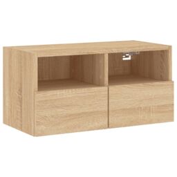 Berkfield Home TV Wall Cabinet Sonoma Oak 60x30x30 cm Engineered Wood in Brown - Size: 60 x 30 x 30 cm - thumbnail 2