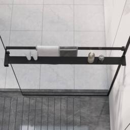 Berkfield Home Shower Shelf for Walk-in Shower Wall Black 80 cm Aluminium - thumbnail 1