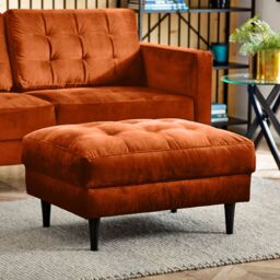 FurnitureboxUK Jade Velvet Chesterfield Footstool in Burnt Orange - thumbnail 4