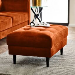 FurnitureboxUK Jade Velvet Chesterfield Footstool in Burnt Orange - thumbnail 3
