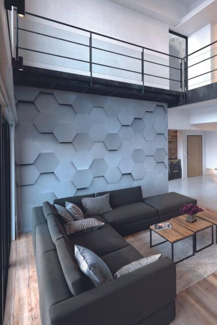 Origin Murals Metal Hexagons Wall Mural in Silver - Size: W350 cm x H280 cm - image 1