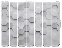 Origin Murals Metal Hexagons Wall Mural in Silver - Size: W350 cm x H280 cm - thumbnail 3