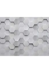 Origin Murals Metal Hexagons Wall Mural in Silver - Size: W350 cm x H280 cm - thumbnail 2