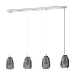 Loops Pendant Light Colour Chrome Shade Black Transparent Glass Vaporized E27 4x40W