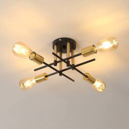 Pheashine Black Gold 41cm 4-Light Flush Mount Ceiling Light E27 Industrial