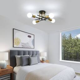 Pheashine Black Gold 41cm 4-Light Flush Mount Ceiling Light E27 Industrial - thumbnail 6