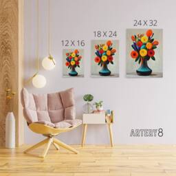 "Artery8 Floral Bouquet in Vase Canvas Wall Art Print - Size: W24"" x H32""" - thumbnail 4