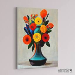 "Artery8 Floral Bouquet in Vase Canvas Wall Art Print - Size: W24"" x H32""" - thumbnail 2