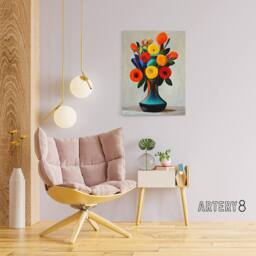 "Artery8 Floral Bouquet in Vase Canvas Wall Art Print - Size: W24"" x H32""" - thumbnail 3