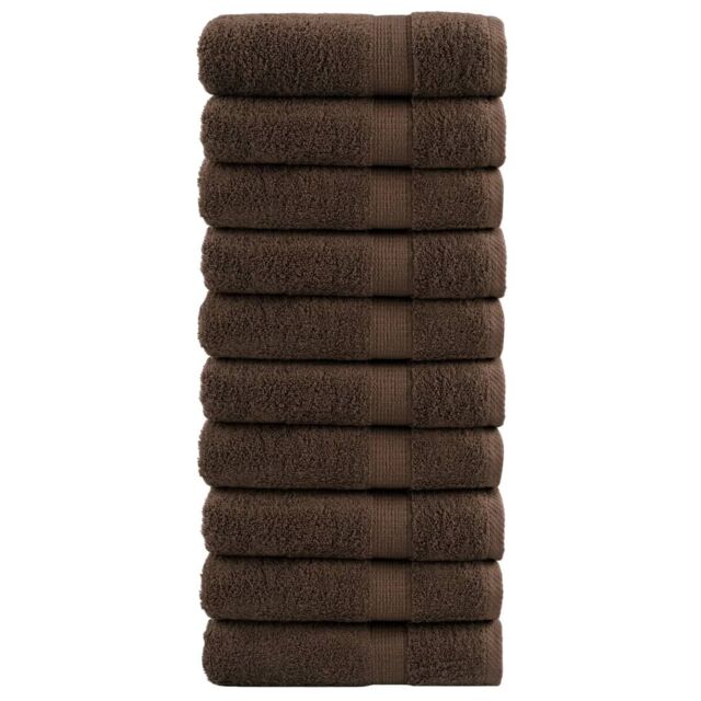 Berkfield Home Premium Hand Towels SOLUND 10pcs Brown 50x100cm 600gsm - image 1