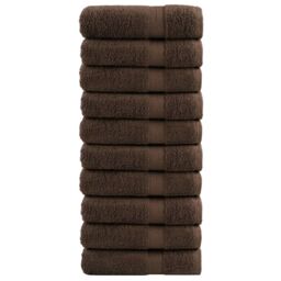 Berkfield Home Premium Hand Towels SOLUND 10pcs Brown 50x100cm 600gsm - thumbnail 1
