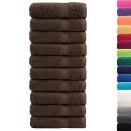 Berkfield Home Premium Hand Towels SOLUND 10pcs Brown 50x100cm 600gsm - thumbnail 2