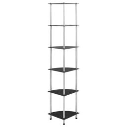 Berkfield Home 6-Tier Shelf Black 30x30x160 cm Tempered Glass - Size: 30 x 30 x 160 cm - thumbnail 4