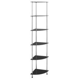 Berkfield Home 6-Tier Shelf Black 30x30x160 cm Tempered Glass - Size: 30 x 30 x 160 cm - thumbnail 2