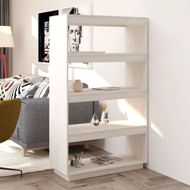 Berkfield Home Book Cabinet/Room Divider White 80x35x135 cm Solid Pinewood - Size: 80 x 35 x 135 cm - image 1